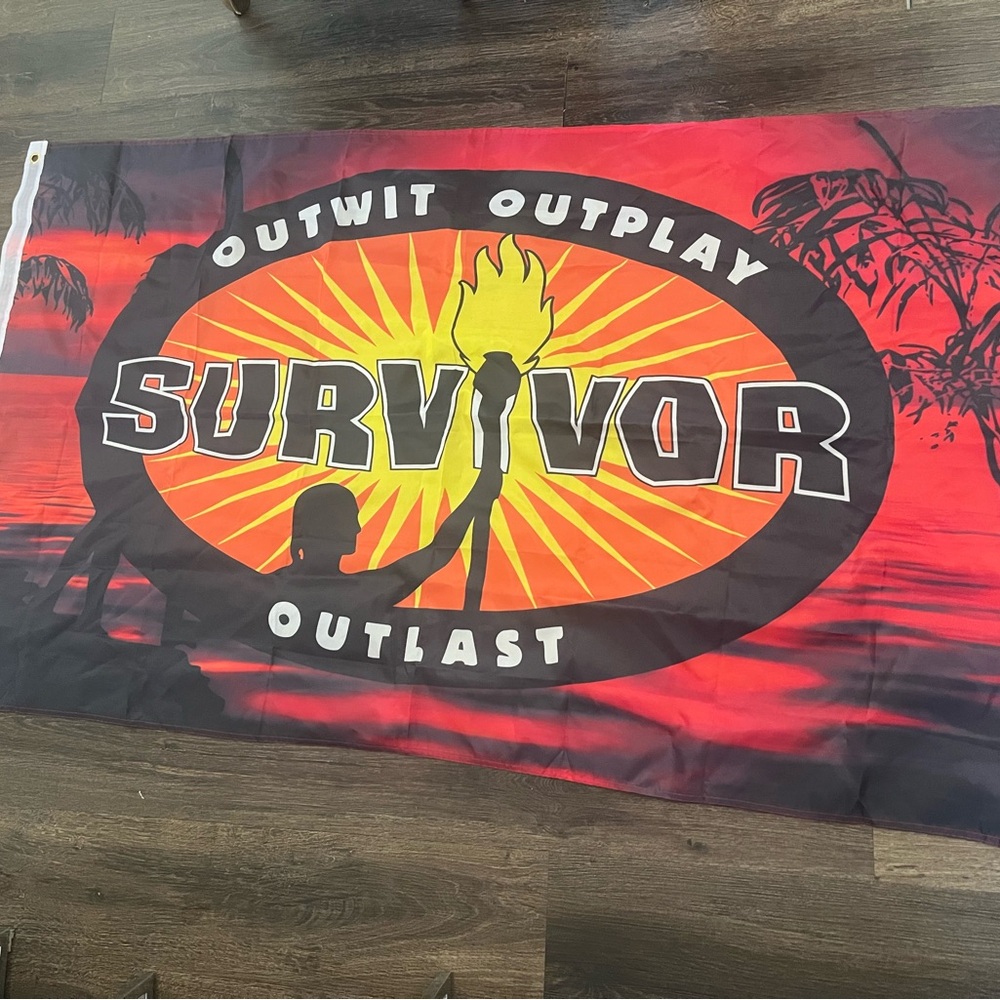 SURVIVOR flag 

Approx 5 ft long 3 ft tall